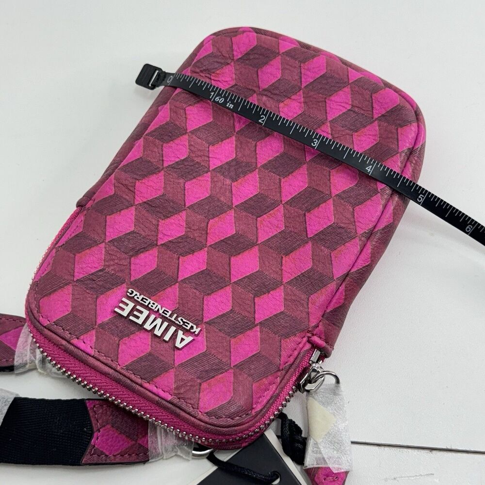 Aimee Kestenberg Leather Phone Crossbody Bag  Soft Capri Magenta Diamond Tassel - Picture 9 of 10